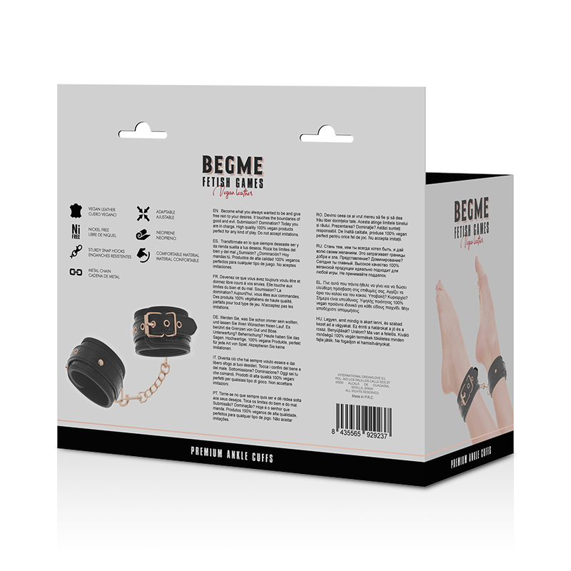 Begme Premium műbőr bokabilincs – Fekete (10)