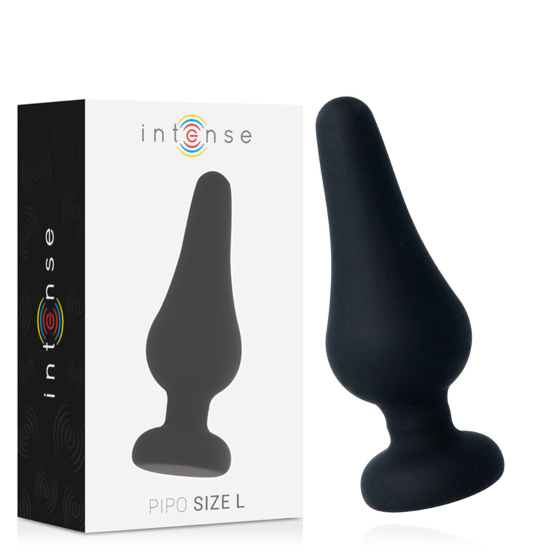 Intense Pipo L szilikon análdugó, fekete, 13 cm