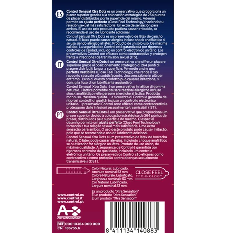 Control Xtra Dots pontozott óvszer – 12 db (2)
