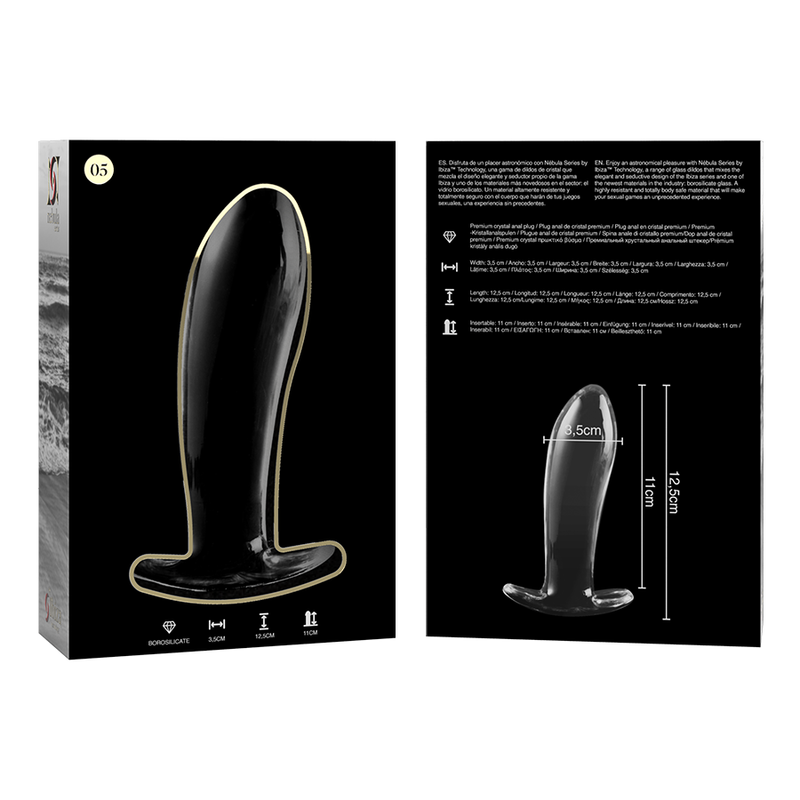 Nebula Model 5 üveg análdugó, 12,5 cm, Ø 3,5 cm – átlátszó (5)