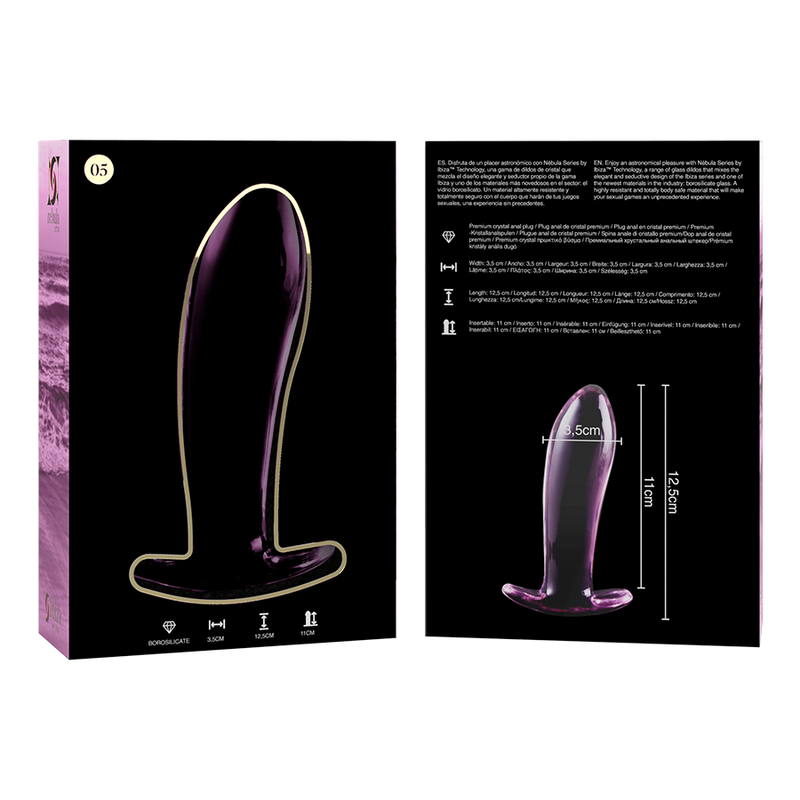 Nebula Model 5 üveg análdugó, 12,5 cm, Ø 3,5 cm – rózsaszín (5)