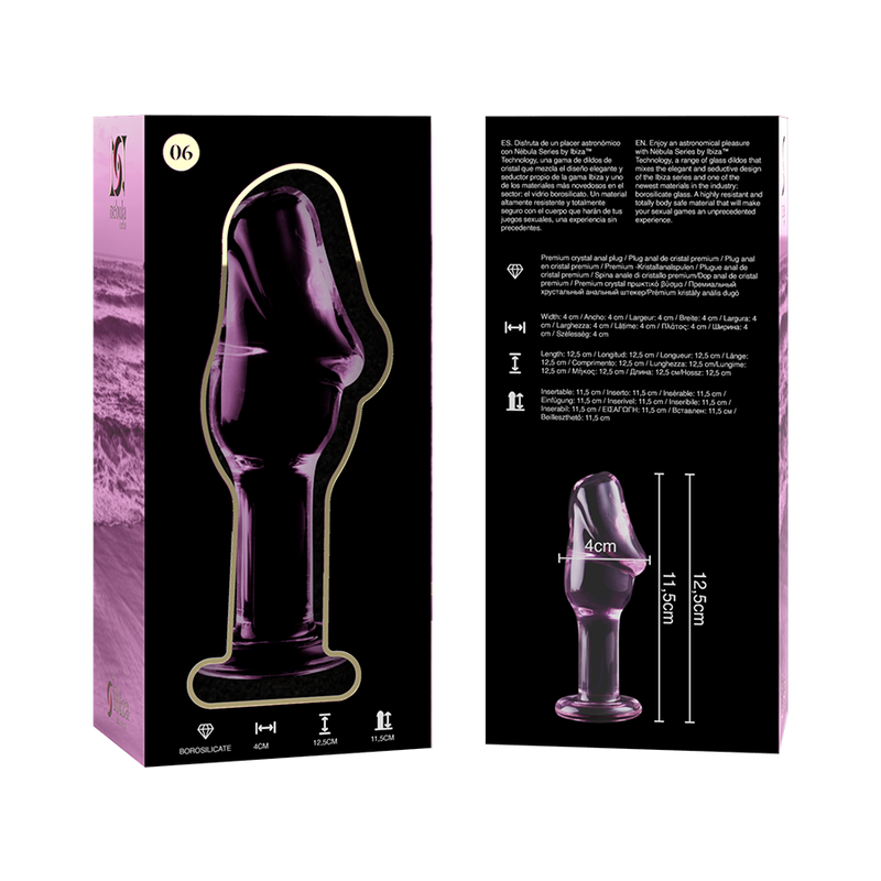Nebula Model 6 üveg análdugó, 12,5 cm, Ø 4 cm – rózsaszín (5)