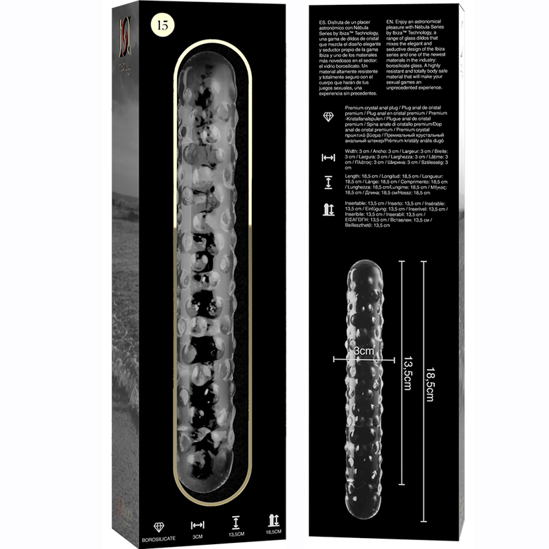 Nebula Model 15 üvegdildó, 18,5 cm – átlátszó (4)