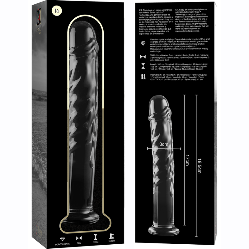Nebula Model 16 üvegdildó, 18,5 cm – átlátszó (5)