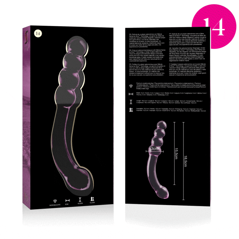 Nebula Model 14 üvegdildó, 18,5 cm – rózsaszín (3)