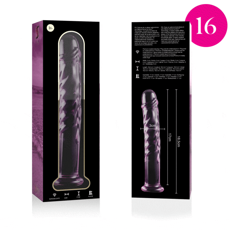 Nebula Model 16 üvegdildó, 18,5 cm – rózsaszín (4)