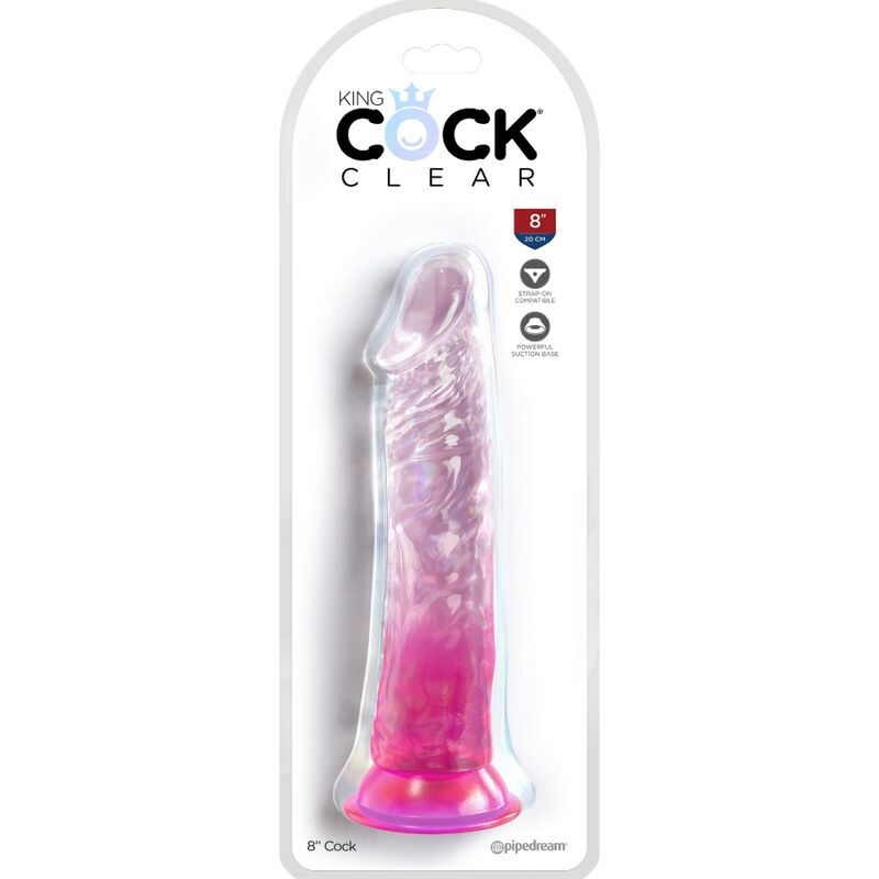 King Cock Clear élethű dildó, 19,7 cm – rózsaszín