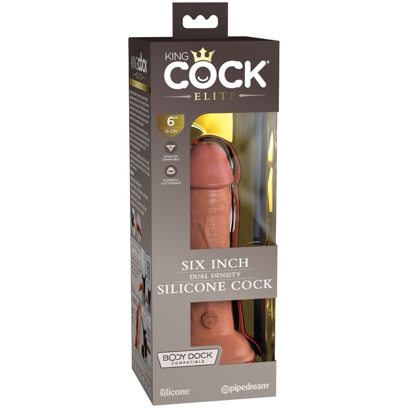 King Cock Elite szilikon élethű dildó, 15 cm – karamell (6)