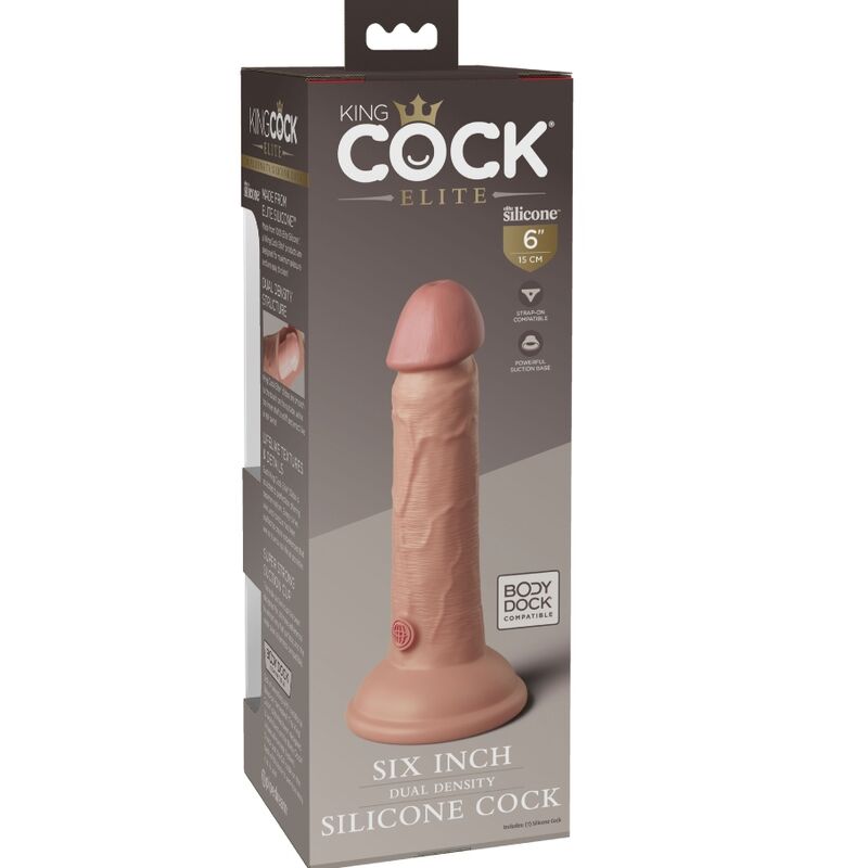 King Cock Elite szilikon élethű dildó, 15 cm – testszín (6)