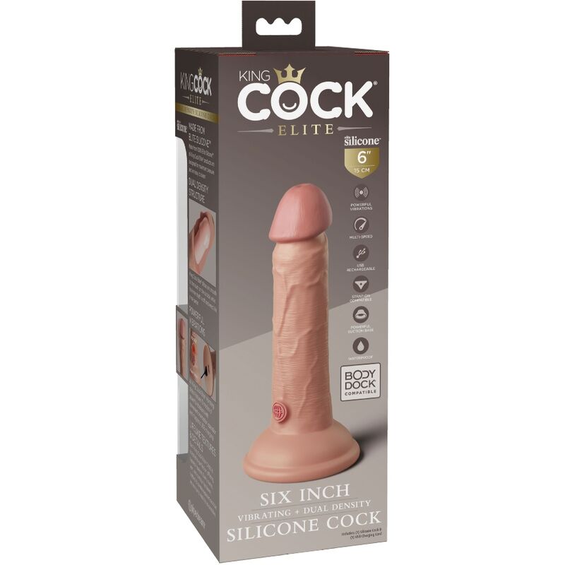 King Cock Elite vibráló élethű dildó, 15 cm (7)