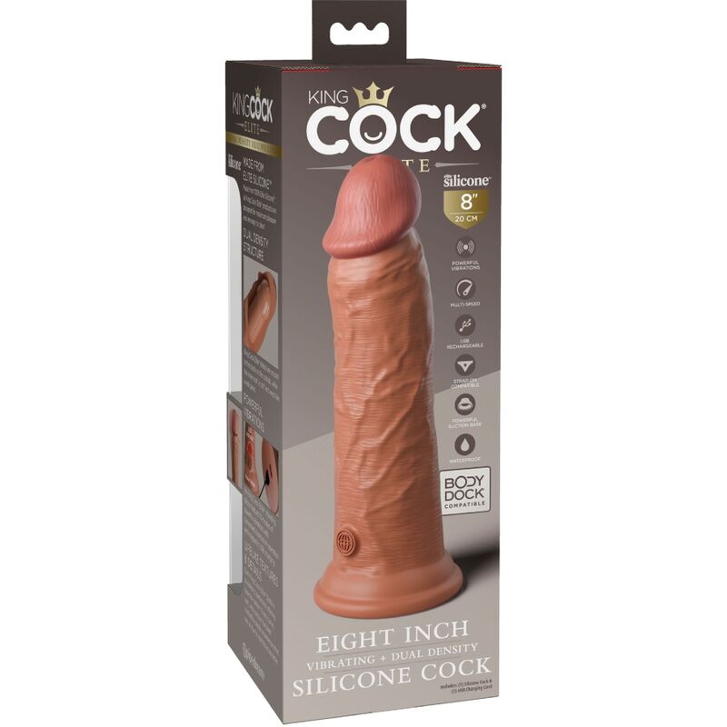 King Cock Elite vibráló élethű dildó, 20 cm – karamell (6)