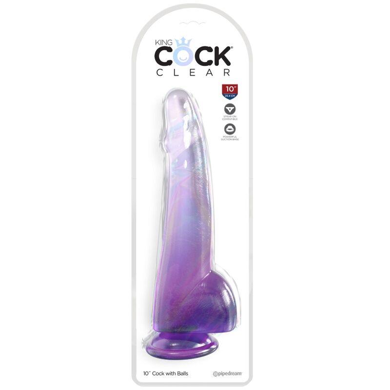 King Cock Clear vastag herés dildó, 19 cm – lila (2)
