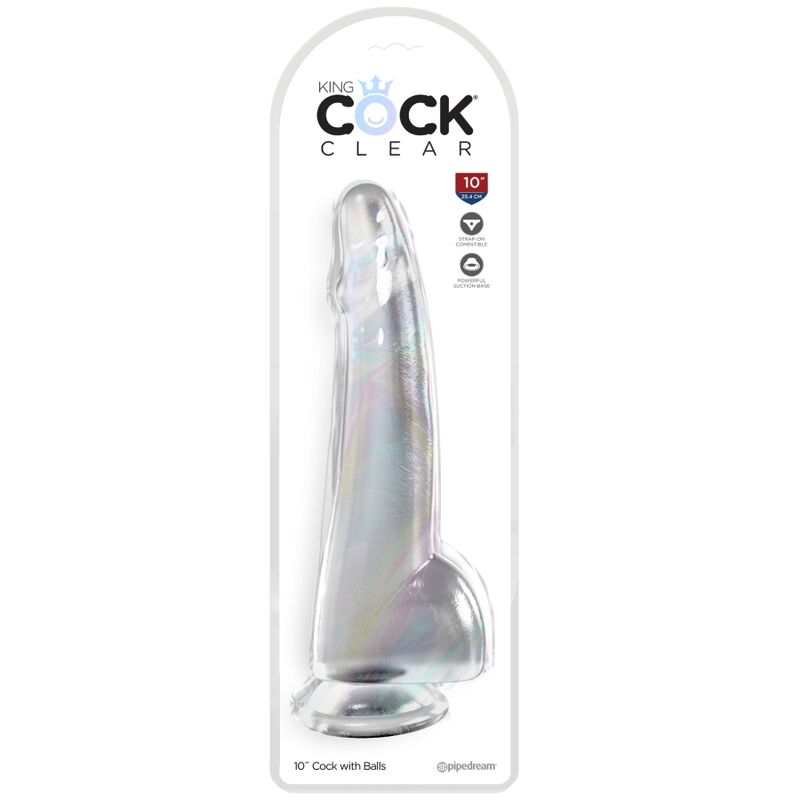 King Cock Clear vastag herés dildó, 19 cm