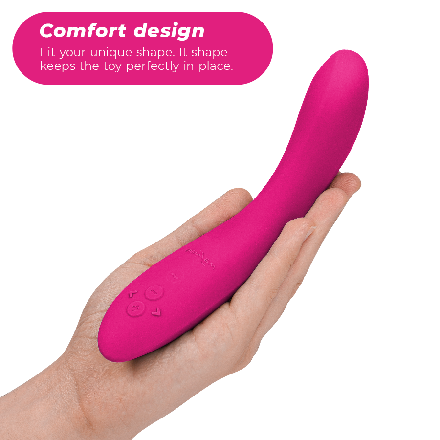 We-Vibe Rave 2 Rózsaszín vibrátor kézben, modern, csavart forma a célzott G-pont élvezethez