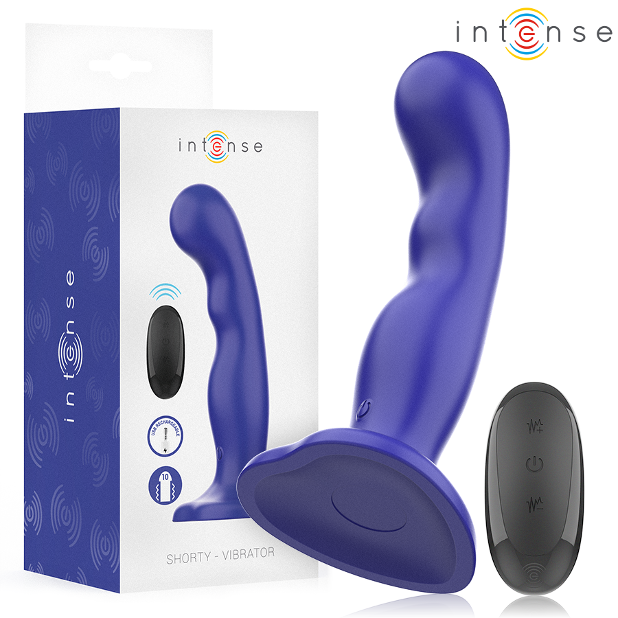Intense Shorty tapadókorongos távirányítós vibrátor – kék
