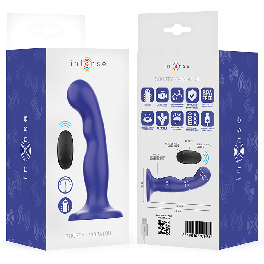 Intense Shorty tapadókorongos távirányítós vibrátor – kék (8)