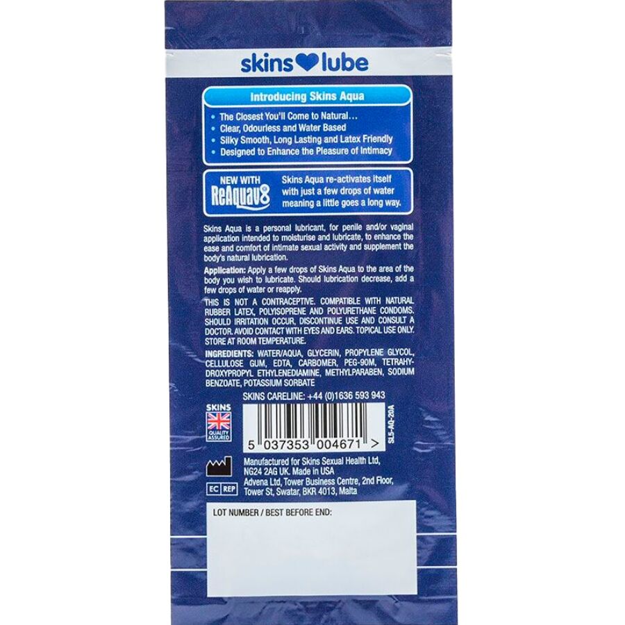 Skins Aqua vízbázisú síkosító minta – 5 ml