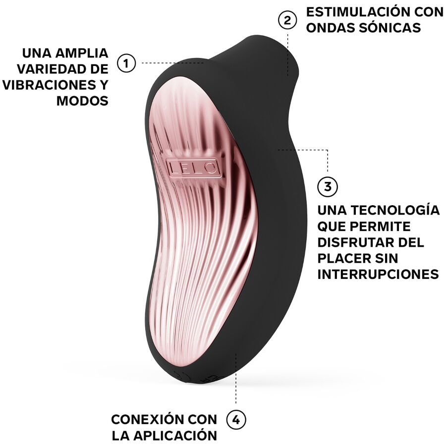 Lelo Sona 3 Fekete csiklóizgató, innovatív hullámos stimulációs fejjel és SonicWave technológiával