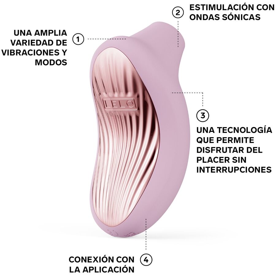 Lelo Sona 3 Halvány lila csiklóizgató, SonicWave technológia és hullámos stimulációs fej, oldalnézetből