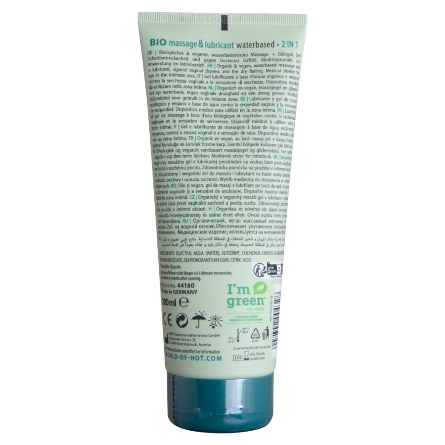 HOT Bio 2 az 1-ben vízbázisú síkosító, masszázsgél – 200 ml