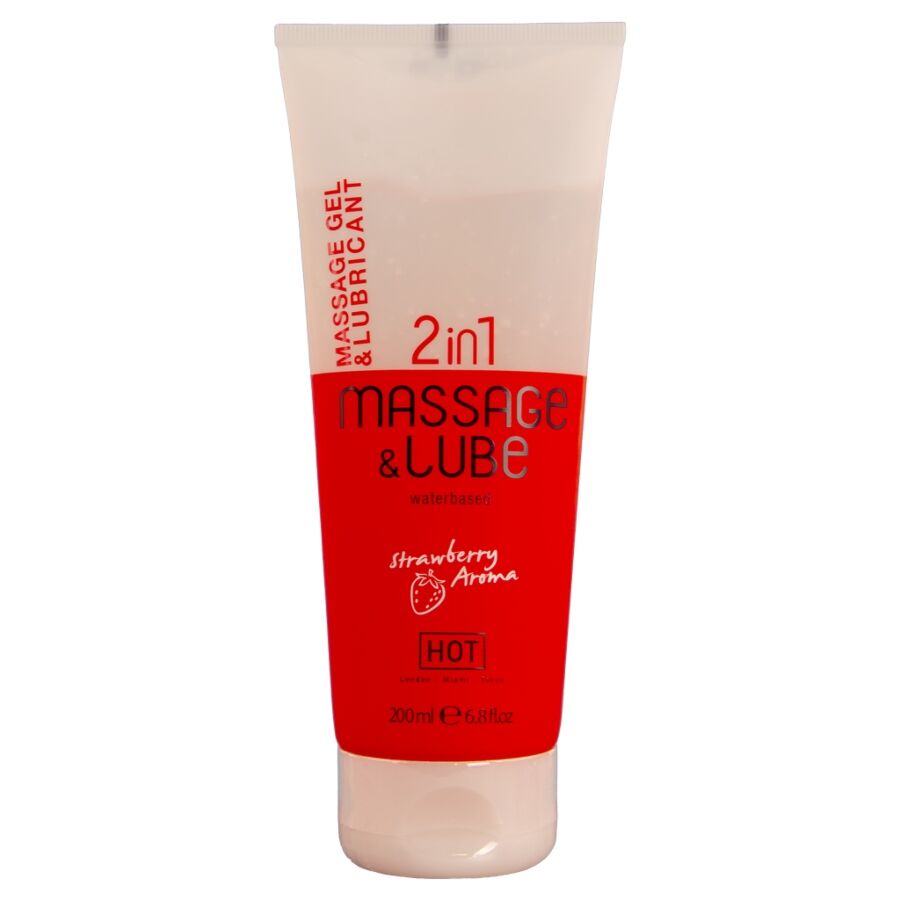 HOT Massage & Glide vízbázisú síkosító, masszázsgél – 200 ml – Eper (3)
