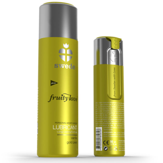 Swede Fruity Love ízesített vízbázisú síkosító – Vanília-aranykörte, 50 ml (4)