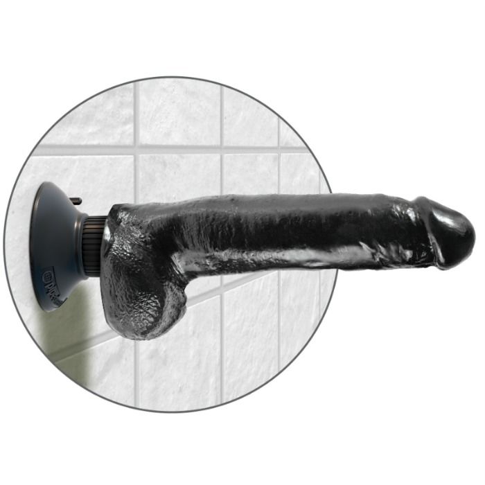 King Cock 23 cm élethű vibrátor herékkel – fekete (4)