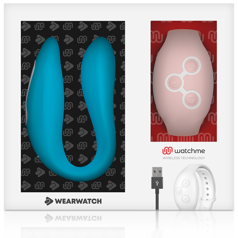 Wearwatch Dual kettős vibrátor távirányító órával – indigó / rózsaszín (7)
