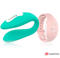 Wearwatch Dual kettős vibrátor távirányító órával – tengerkék / rózsaszín