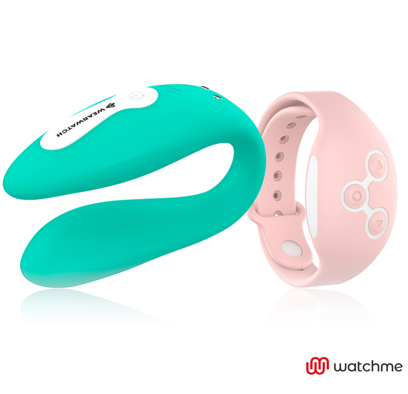Wearwatch Dual kettős vibrátor távirányító órával – tengerkék / rózsaszín