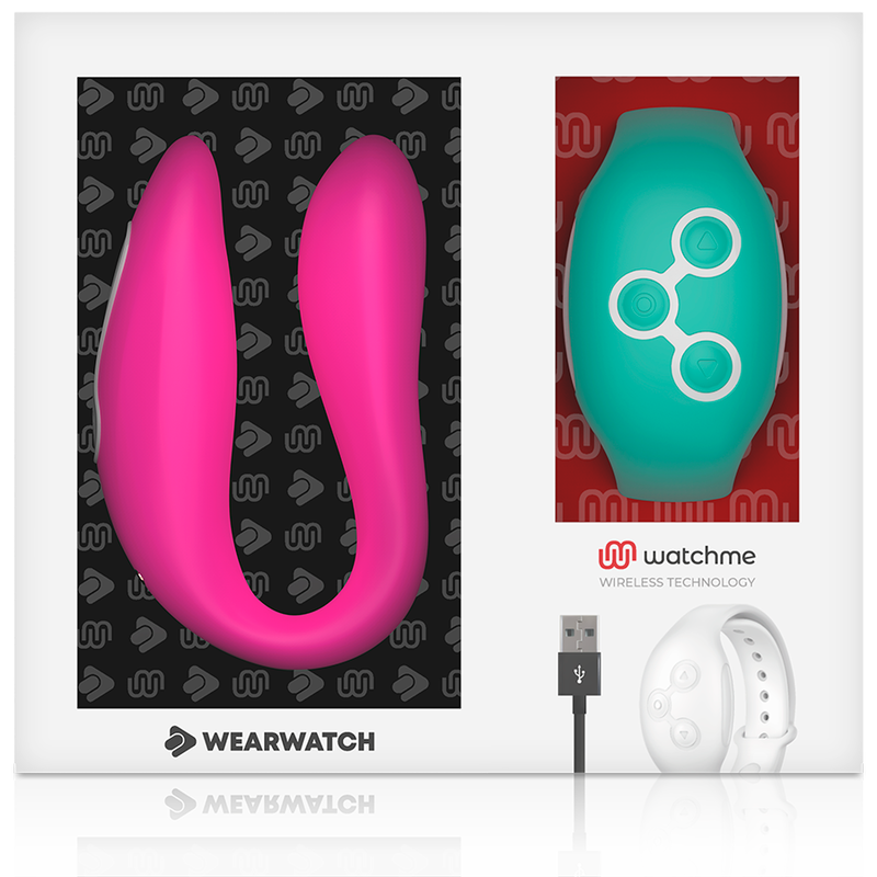 Wearwatch Dual kettős vibrátor távirányító órával – fukszia / tengerkék (5)