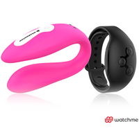 Wearwatch Dual kettős vibrátor távirányító órával – fukszia / fekete (2)