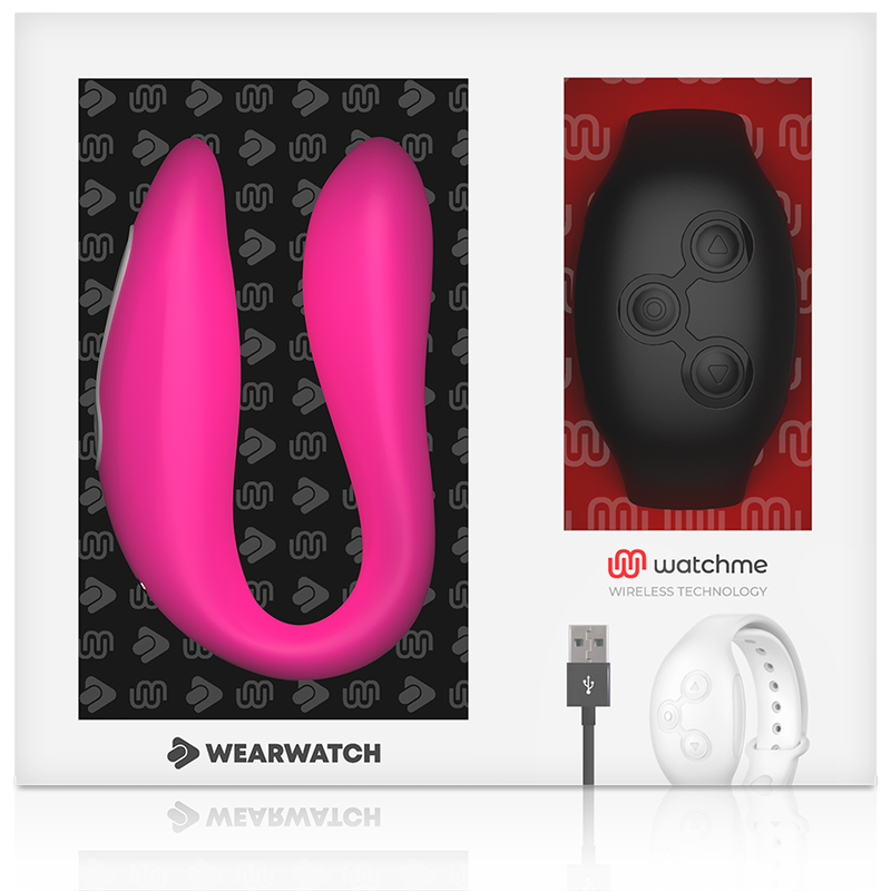 Wearwatch Dual kettős vibrátor távirányító órával – fukszia / fekete (6)