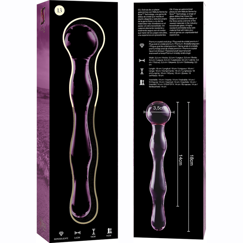 Nebula Model 13 üvegdildó, 18 cm – rózsaszín – 5. kép