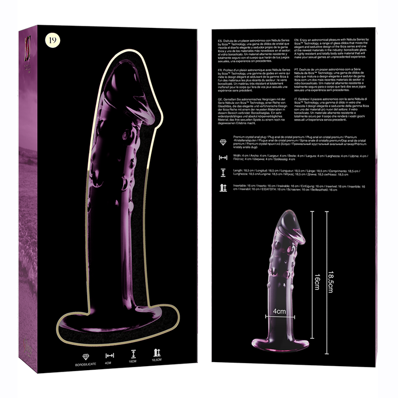 Nebula Model 19 üvegdildó, 18,5 cm – rózsaszín – 5. kép