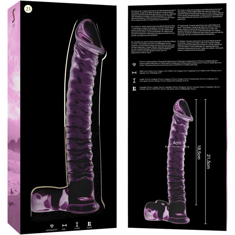 Nebula Model 23 üvegdildó, 21,5 cm – rózsaszín – 6. kép
