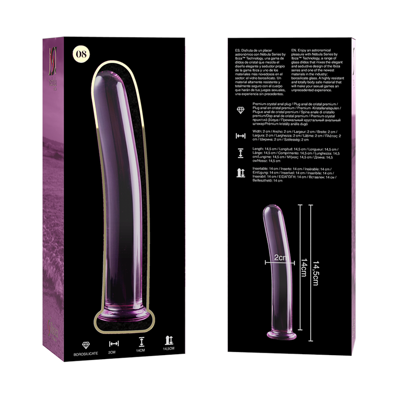 Nebula Model 8 üvegdildó, 14,5 cm – rózsaszín – 5. kép