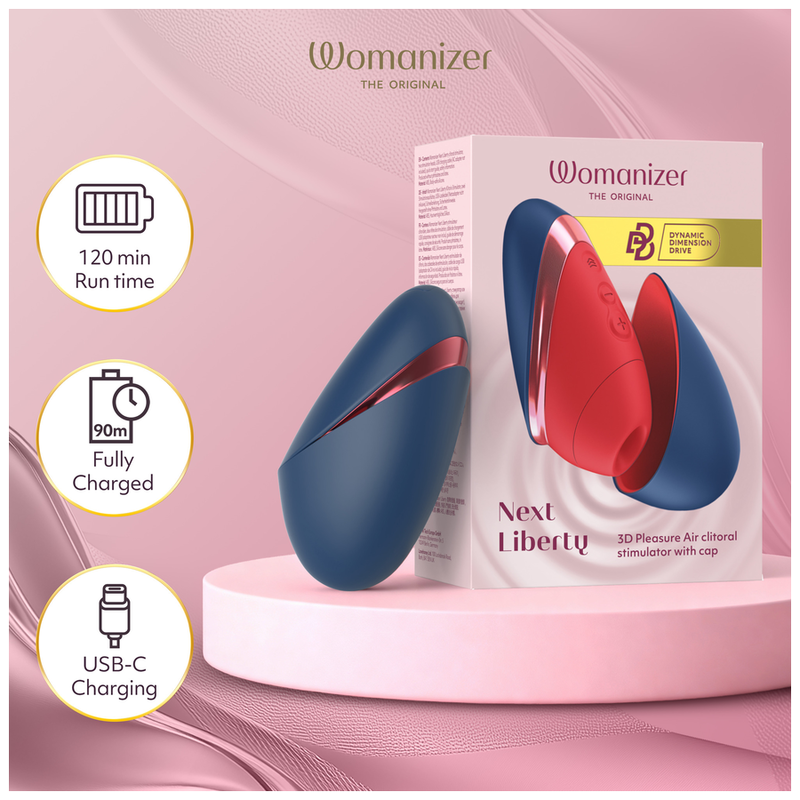 Womanizer Next Liberty léghullámos csiklóizgató – kék-piros – 8. kép
